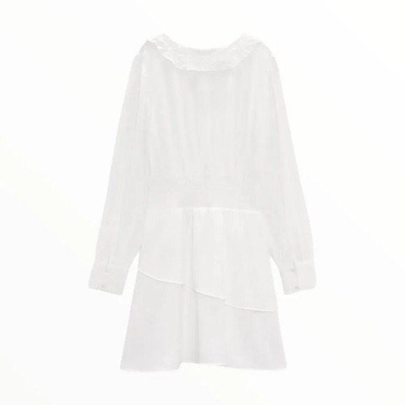 ZARA | White | OPENWORK EMBROIDERED MINI DRESS - Picture 3 of 10